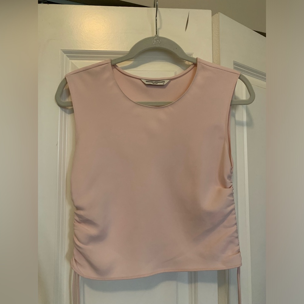 Amanda Uprichard Pink Cinch Tie Blouse, Size XS